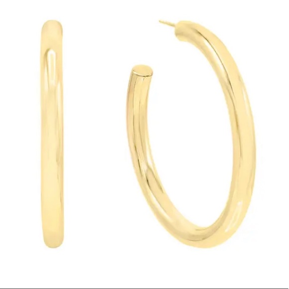 Adina’s Jewels Large Hollow Hoop Earrings - Picture 2 of 5